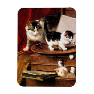 Ímã Mãe Gato e Gatinhos na Mesa