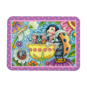 ÍMÃ MÃE LADYBUG E CRIANÇAS, TUBO DE TUBO DE TULIP