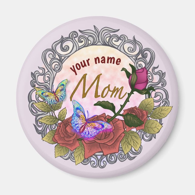 Imã Mãe Rosa Rosebud personalizada (Frente)