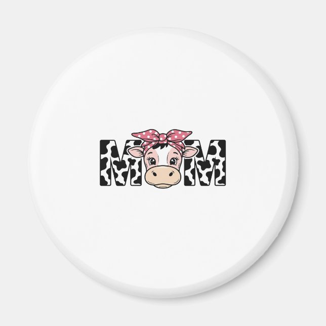 Imã Mãe Vaca Fofa com Laço Design Gráfico_1 (Frente)