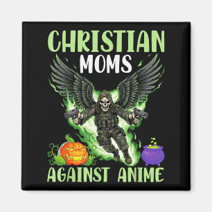 Imã Mães Cristãs Contra Asas de Anjo Esqueleto de Anim