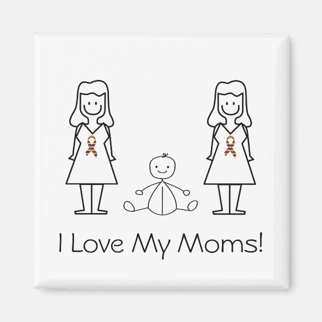 Imã Mães e Bebês LGBT 2 personalizáveis (Frente)
