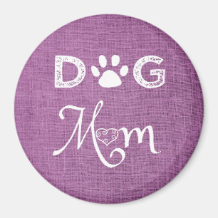 Imã Magenta Burlap Dog Mãe Magnet