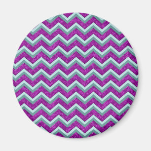 Imã Magenta Foil e Teal ZigZag Padrão