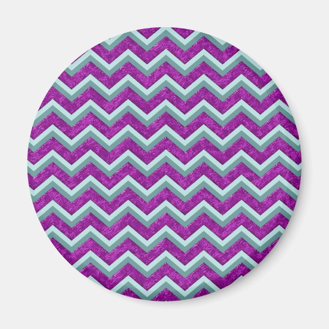 Imã Magenta Foil e Teal ZigZag Padrão (Frente)