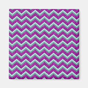 Imã Magenta Foil e Teal ZigZag Padrão