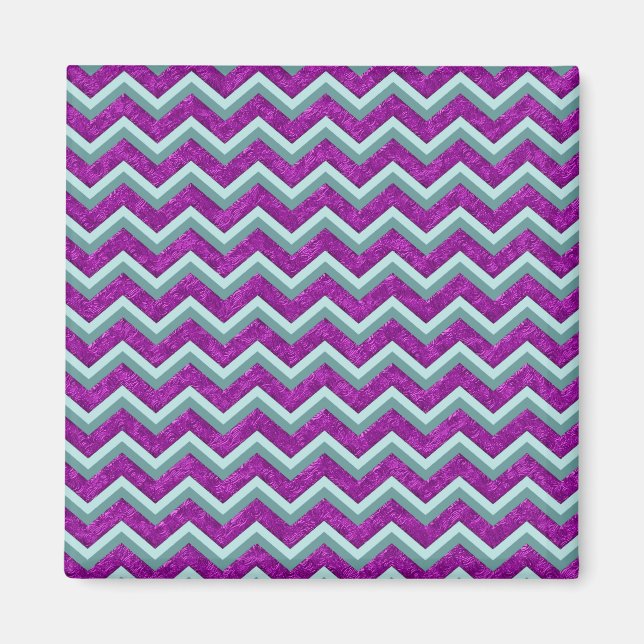 Imã Magenta Foil e Teal ZigZag Padrão (Frente)