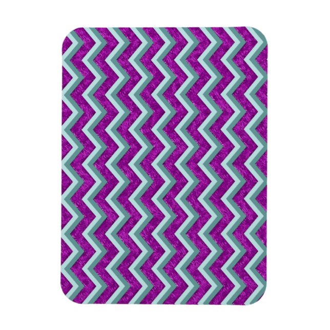 Ímã Magenta Foil e Teal ZigZag Padrão (Vertical)