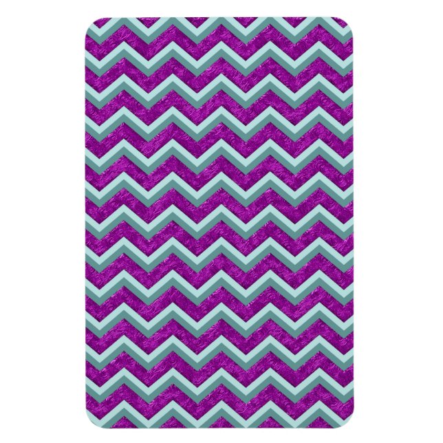Ímã Magenta Foil e Teal ZigZag Padrão (Vertical)