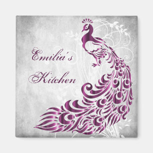 Imã Magenta Peacock Personalizado Magnet