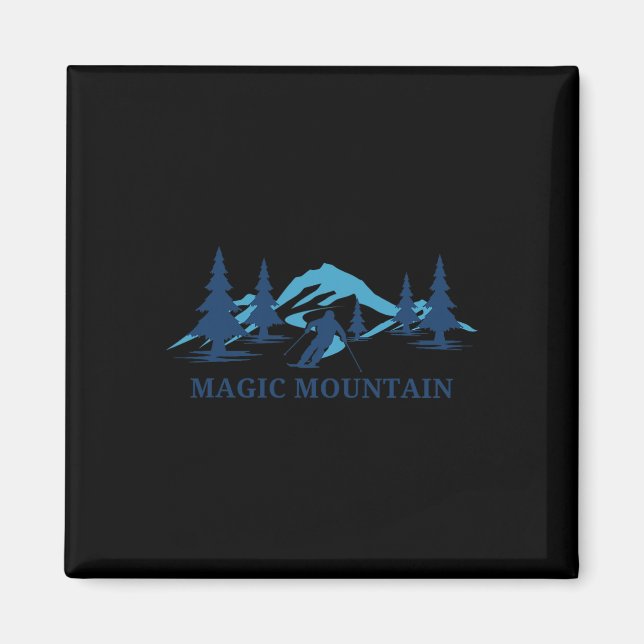 Imã Magic Mountain Vermont Ski Resort Skiier (Frente)
