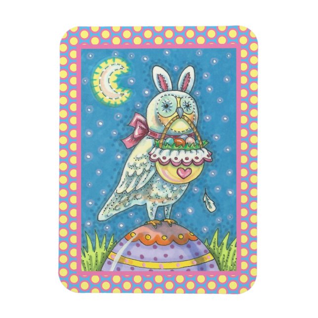 ÍMÃ MAGIC OWL & PÁSCOA BASKET, HOLIDAY BIRD MAGNET (Vertical)