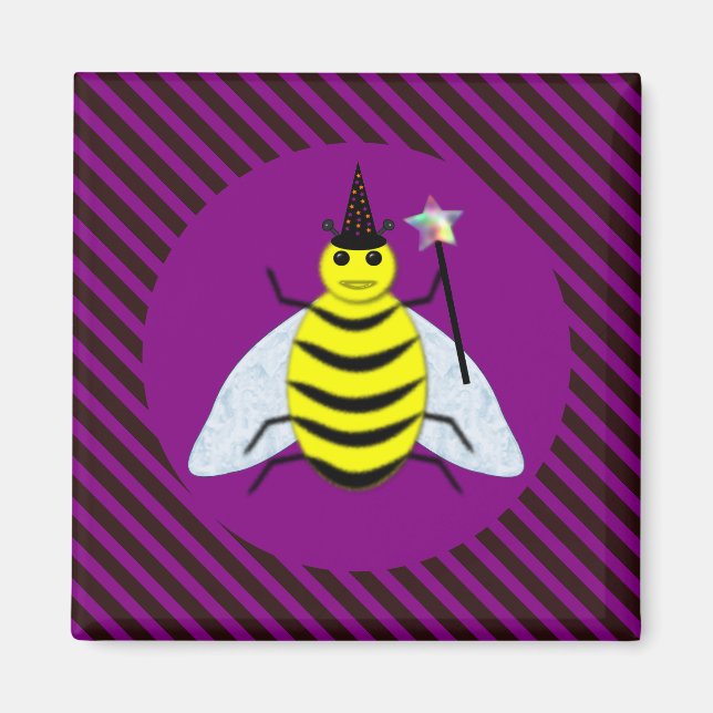 Imã Mágica de Abelhas do Halloween Roxo e Greve Negra (Frente)