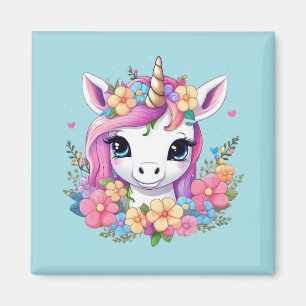 Imã Magical Baby Unicorn with Flowers