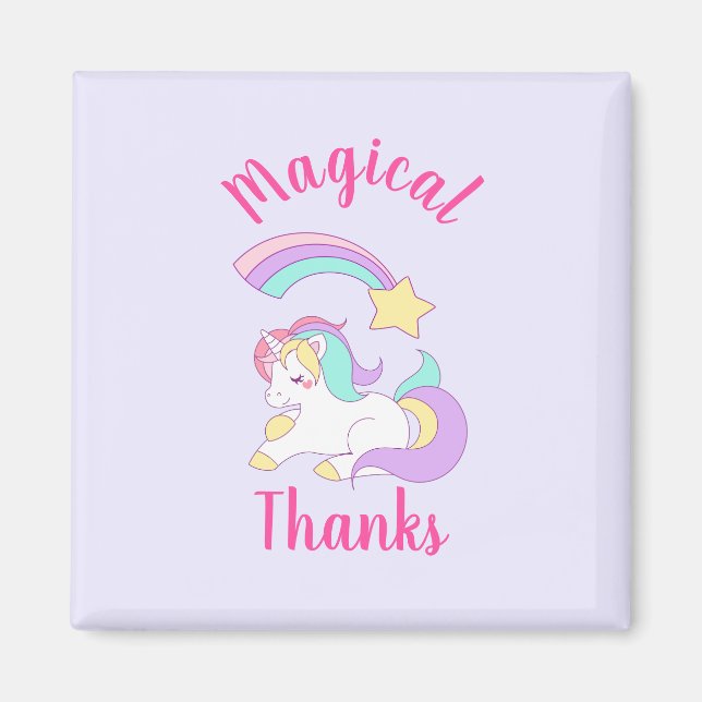 Imã Magical Unicorn with Rainbow Shooting Star Thanks (Frente)