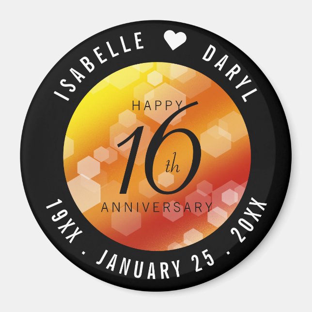 Imã Magn do 16.º aniversário do Casamento Topaz, Ouro  (Frente)