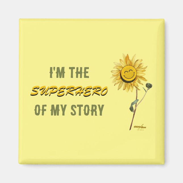 Imã Magnet Amarelo Super-Herói da Poeta Adiela Akoo (Frente)