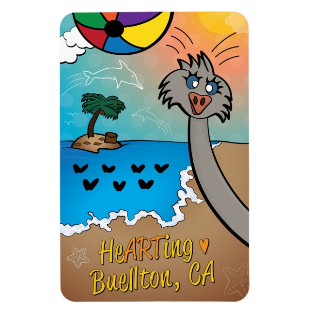 Ímã Magnet Art - Ostrich Photobomber - Buellton.Art (Vertical)