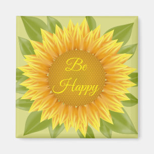 Imã Magnet Be Happy Sunflower