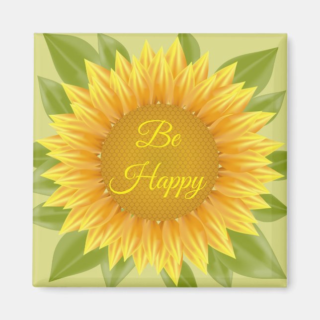 Imã Magnet Be Happy Sunflower (Frente)