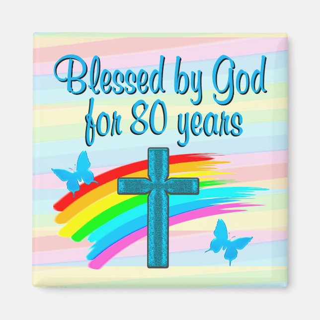 IMÃ MAGNET BLUE CROSS 80 BIRTHDAY BLESSINGS MAGNET (Frente)