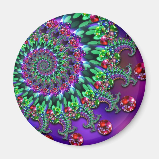 Imã Magnet - Bokeh Fractal Purple Terquoise (Frente)