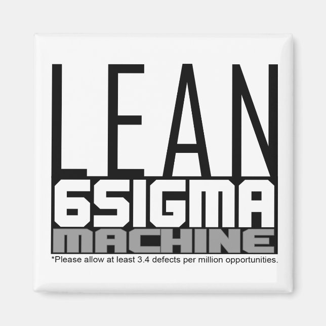 Imã Magnet Branco Da Máquina Lean Seis Sigma (Frente)
