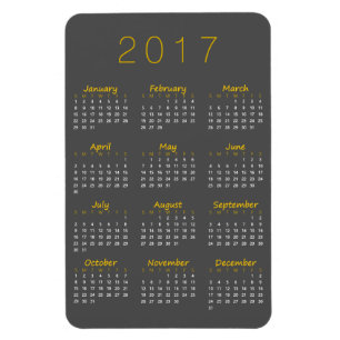 Ímã Magnet Calendar 2017 - Cinza Amarela e Escura Ouro