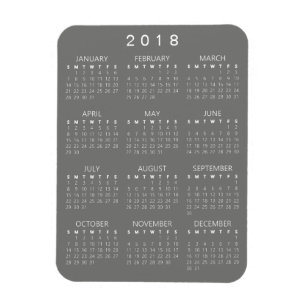 Ímã Magnet Calendar 2018 - Cinza Média