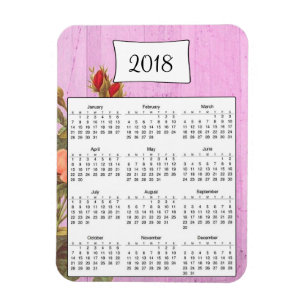 Ímã Magnet Calendário 2018 Da Madeira Floral Roxa Rúst
