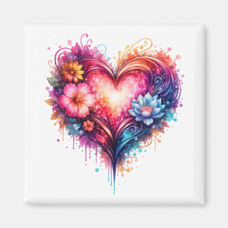Imã Magnet carré cœur artistique coloré