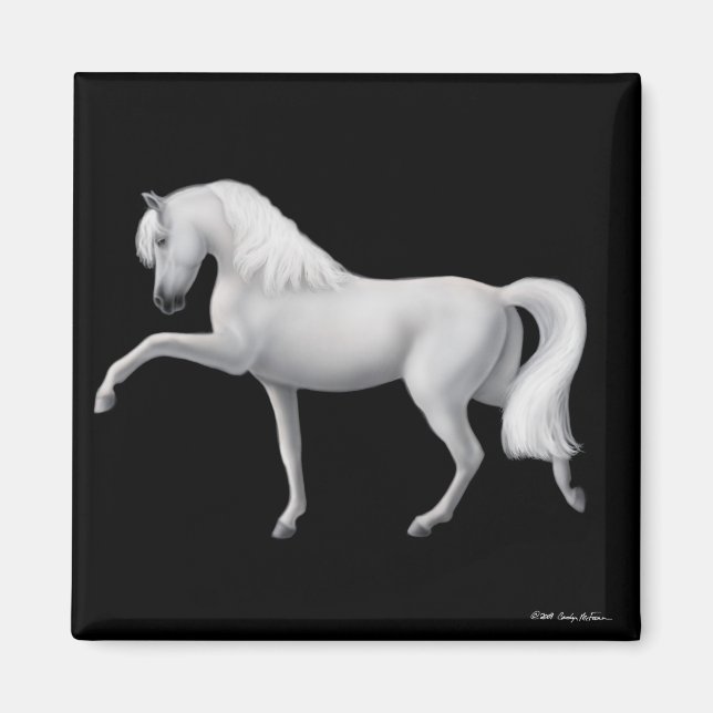 Imã Magnet Cavalo Andaluz Branco (Frente)