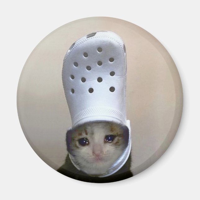 Imã Magnet Chorando Cat Croc Hat Meme (Frente)