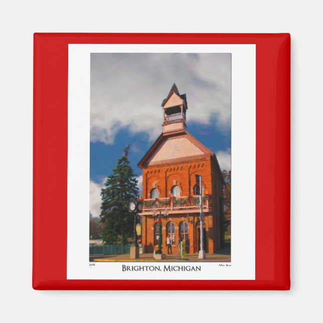 Imã Magnet com a cena de Brighton Michigan (Frente)