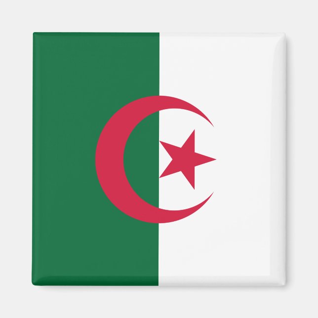 Imã Magnet com Bandeira da Argélia (Frente)
