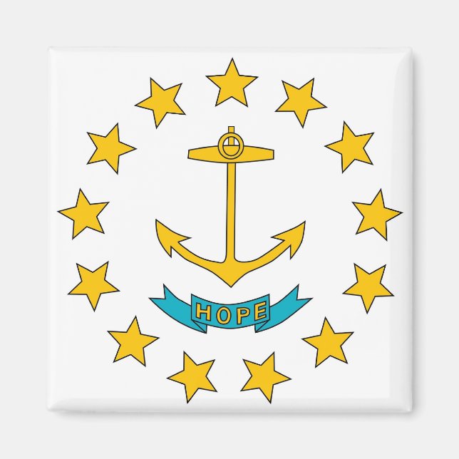 Imã Magnet com Bandeira do Estado de Rhode Island - EU (Frente)