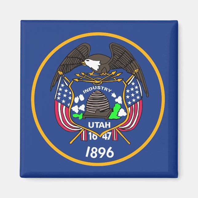 Imã Magnet com Bandeira do Estado de Utah - EUA (Frente)