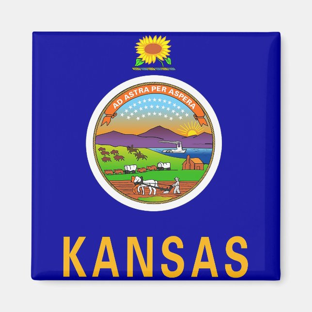 Imã Magnet com Bandeira do Estado do Kansas - EUA (Frente)