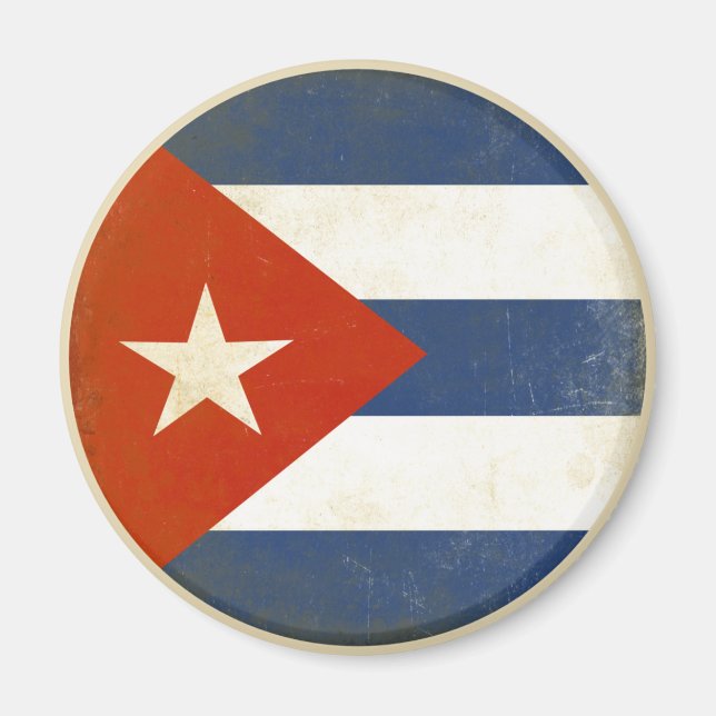 Imã Magnet com bandeira vindimada em Cuba (Frente)