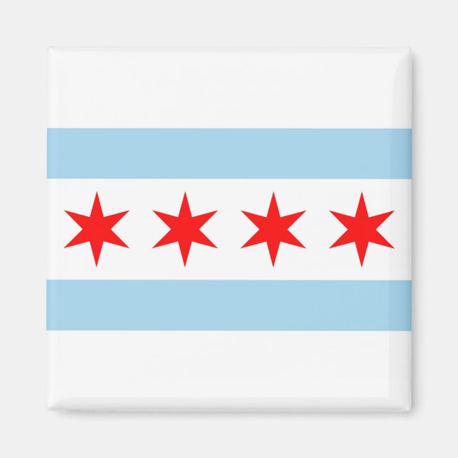 Imã Magnet com Flag de Chicago, Estado do Illinois - E (Frente)