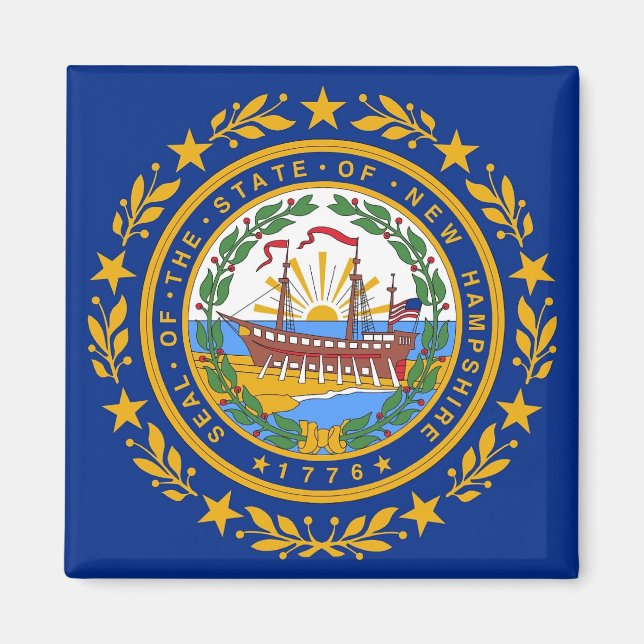Imã Magnet com Flag de New Hampshire State - EUA (Frente)