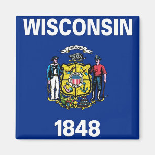 Imã Magnet com Flag of Wisconsin State - EUA