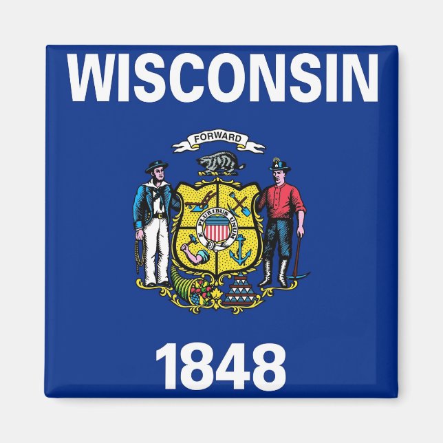 Imã Magnet com Flag of Wisconsin State - EUA (Frente)
