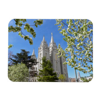 Ímã Magnet com Templo SLC com flores brancas