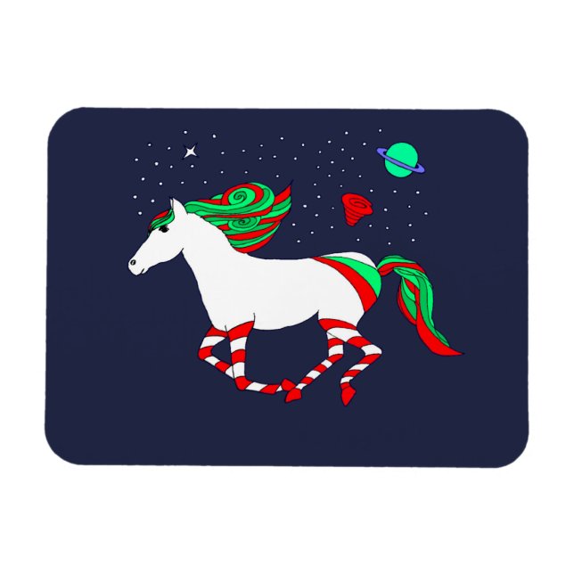 Ímã Magnet com uma fotografia de cavalo de Natal (Horizontal)