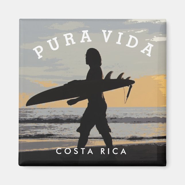 Imã Magnet Costa Rica Pura Vida Surfer Souvenir (Frente)
