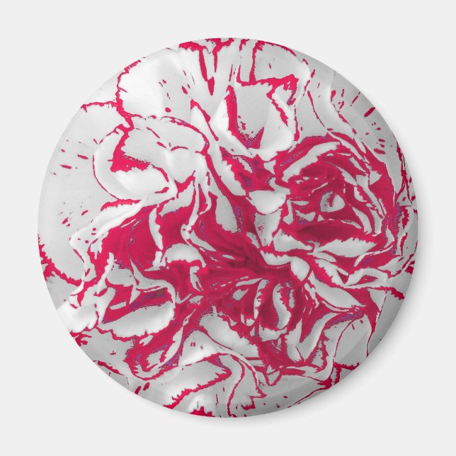 Imã Magnet - Cravo em Vermelho e Branco (Frente)