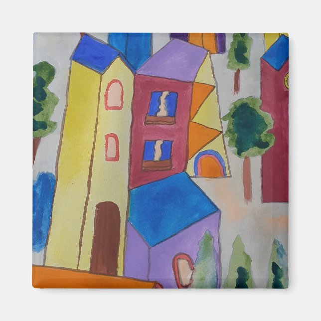 Imã Magnet da Aldeia de Verão abstrato (Frente)