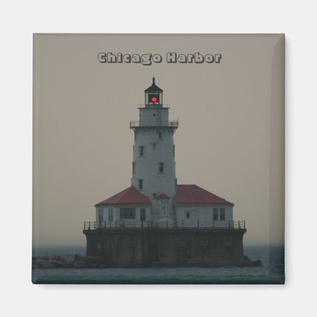 Imã Magnet da Praça de Chicago Harbor (Frente)