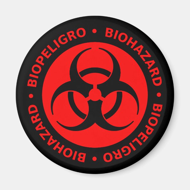 Imã Magnet de Advertência de Risco Biológico Vermelho (Frente)